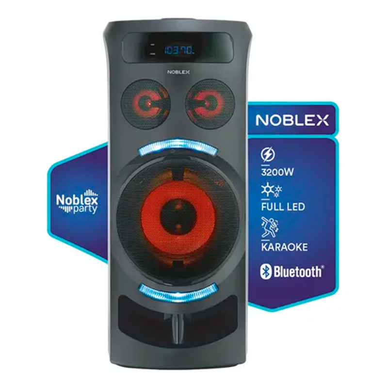 Torre de Sonido Noblex MNT290 Bluetooth Efectos de Voz y Luces LED Negro