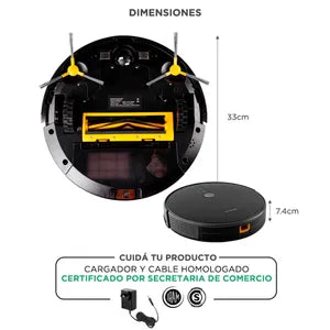 Aspiradora Robot Gadnic Z900 Trapeadora 3 Modos 200m2 App Silenciosa 0.6 Lts