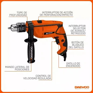 Amoladora Angular + Taladro Percutor Daewoo 750w Combo Pack