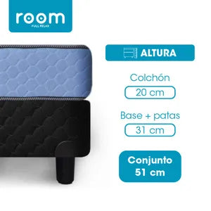 Conjunto Colchón de Espuma y Sommier Room 2 Plazas + 2 Almohadas
