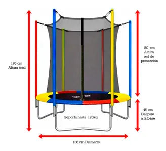 Cama Elastica 1.85M Multi Saltarin Trampolin Con Red Protectora