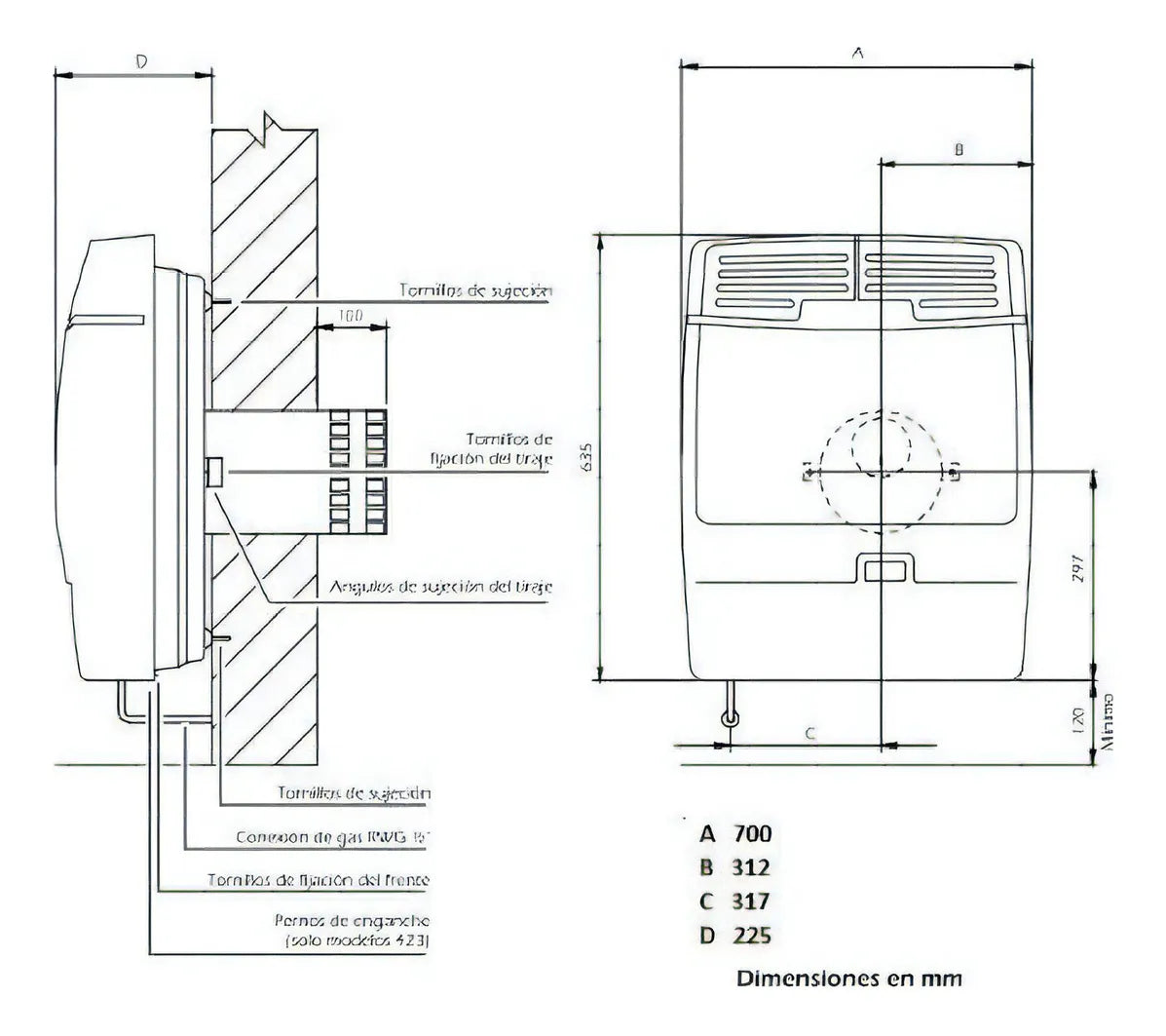 Calefactor Volcan 5700 Tiro Balanceado 46316v GAS NATURAL